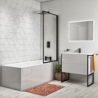 GRADE A1 - Jupiter Matt Black Framed Bath Screen 800mm
