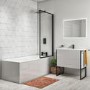 GRADE A1 - Jupiter Matt Black Framed Bath Screen 800mm