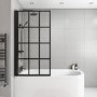 GRADE A1 - Nova Grid 800mm 8mm Bath Screen - Black- Left