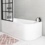 GRADE A1 - Nova Grid 800mm 8mm Bath Screen - Black- Left