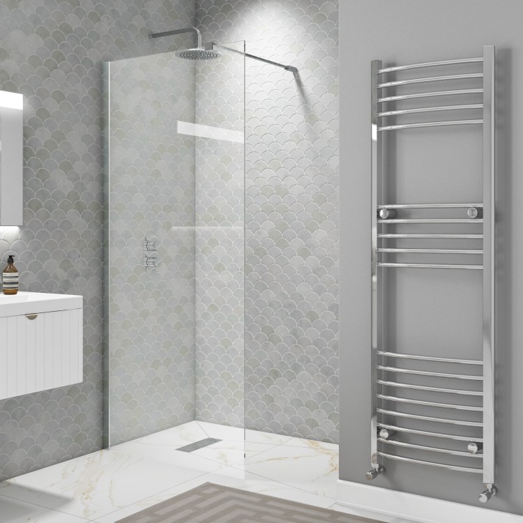 1400mm Chrome Shower Screen for Wetroom & Walk In Shower - Corvus