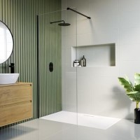 800mm Black Shower Screen for Wetroom & Walk In Shower - Corvus