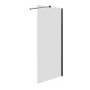 GRADE A1 - Wet Room Shower Screen with Wall Support Bar 900mm - Corvus Matt Black 