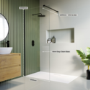 GRADE A1 - Matt Black Wetroom Panel 1000mm 8mm Glass - Corvus Range