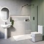 GRADE A1 - Matt Black Wetroom Panel 1000mm 8mm Glass - Corvus Range
