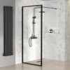 GRADE A1 - Black 800mm Framed Wet Room Shower Screen with Wall Support Bar - Zolla