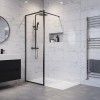 GRADE A1 - 1100mm Black Framed Wet Room Shower Screen - Zolla