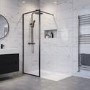 GRADE A1 - 1100mm Black Framed Wet Room Shower Screen - Zolla