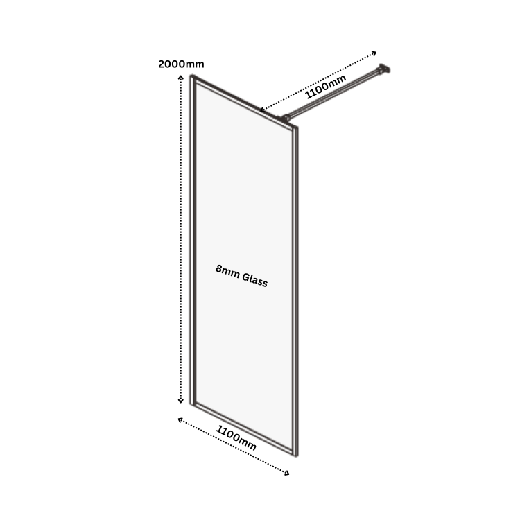 GRADE A1 - 1100mm Black Framed Wet Room Shower Screen - Zolla