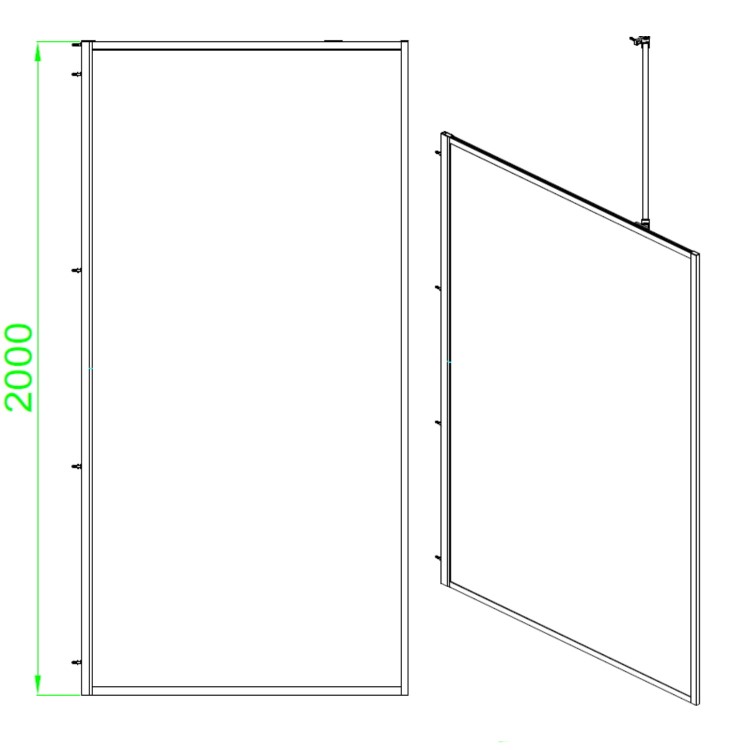 GRADE A1 - Black 1200mm Framed Wet Room Shower Screen with Wall Support Bar - Zolla