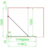 GRADE A1 - Black 1200mm Framed Wet Room Shower Screen with Wall Support Bar - Zolla