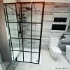 GRADE A1 - Black 900 Grid Wet Room Shower Screen with Wall Support Bar - Nova