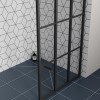 GRADE A1 - Black 900 Grid Wet Room Shower Screen with Wall Support Bar - Nova