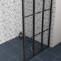 GRADE A1 - Black 900 Grid Wet Room Shower Screen with Wall Support Bar - Nova