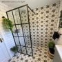 GRADE A1 - Black 900 Grid Wet Room Shower Screen with Wall Support Bar - Nova