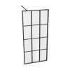 GRADE A1 - Black 900 Grid Wet Room Shower Screen with Wall Support Bar - Nova