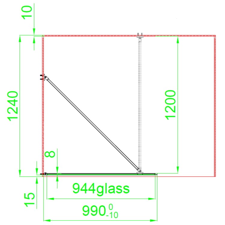 GRADE A1 - Black 1000mm Grid Wet Room Shower Screen with Wall Support Bar  - Nova