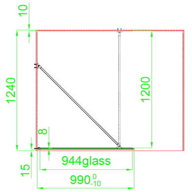 GRADE A1 - Black 1000mm Grid Wet Room Shower Screen with Wall Support Bar  - Nova