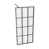 GRADE A1 - Black 1000mm Grid Wet Room Shower Screen with Wall Support Bar  - Nova