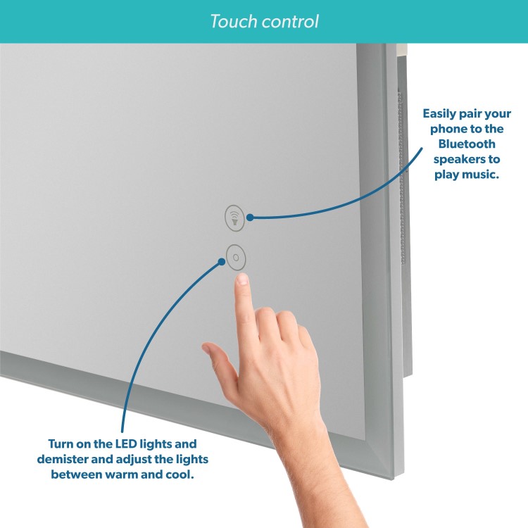 GRADE A1 - LED Bathroom Mirror with Bluetooth & Shaver Socket 700 x 500mm - Divine