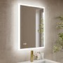 Rectangular Heated Bathroom Mirror with Lights Shaver Socket & Bluetooth Speaker 700 x 500mm - Divine