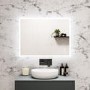 ONLY OPENED - Rectangular LED Bathroom Mirror with Bluetooth & Shaver Socket 800 x 600mm - Divine