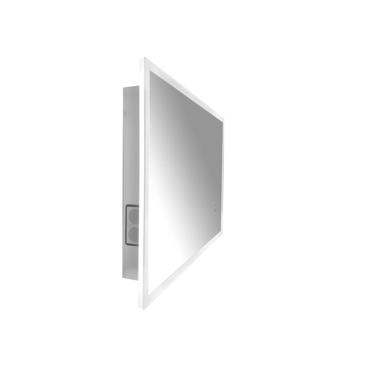 ONLY OPENED - Rectangular LED Bathroom Mirror with Bluetooth & Shaver Socket 800 x 600mm - Divine