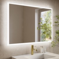 Rectangular Heated Bathroom Mirror with Lights Shaver Socket & Bluetooth Speaker 1000 x 700mm - Divine Rectangular Heated Bathroom Mirror with Lights Shaver Socket & Bluetooth Speaker 1000 x 700mm - Divine