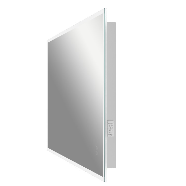 Rectangular Heated Bathroom Mirror with Lights Shaver Socket & Bluetooth Speaker 1000 x 700mm - Divine