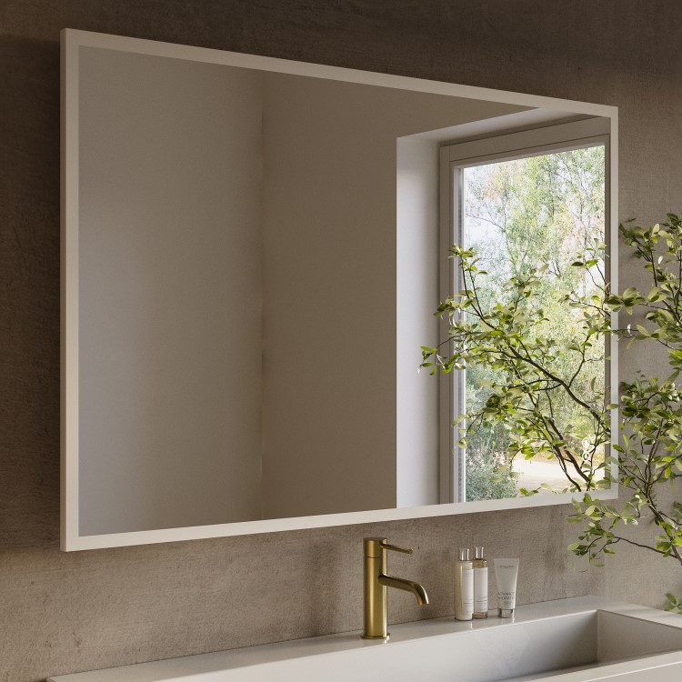 Rectangular Heated Bathroom Mirror with Lights Shaver Socket & Bluetooth Speaker 1200 x 800mm - Divine