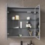 Double Door Chrome Mirrored Bathroom Cabinet with Lights 800 x 700mm - Capricorn