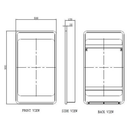 GRADE A1 - Nero Matt Black Frame Mirror with Shelf 500 x 900mm