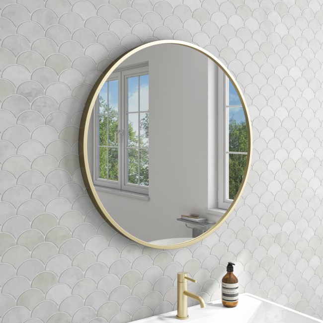 GRADE A1 - Alcor 600x600mm Brushed Gold Mirror