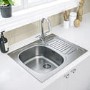 Essence Ava Single Bowl Reversible Drainer Stainless Steel Chrome Kitchen Sink