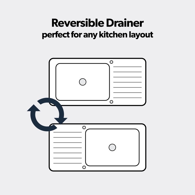 Essence Ava Single Bowl Reversible Drainer Stainless Steel Chrome Kitchen Sink