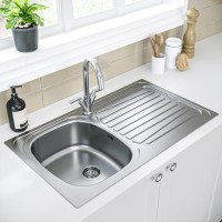 Essence Ava Single Bowl Reversible Drainer Stainless Steel Chrome Kitchen Sink - BeBa_26179
