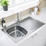 Essence Ava Single Bowl Reversible Drainer Stainless Steel Chrome Kitchen Sink - BeBa_26179