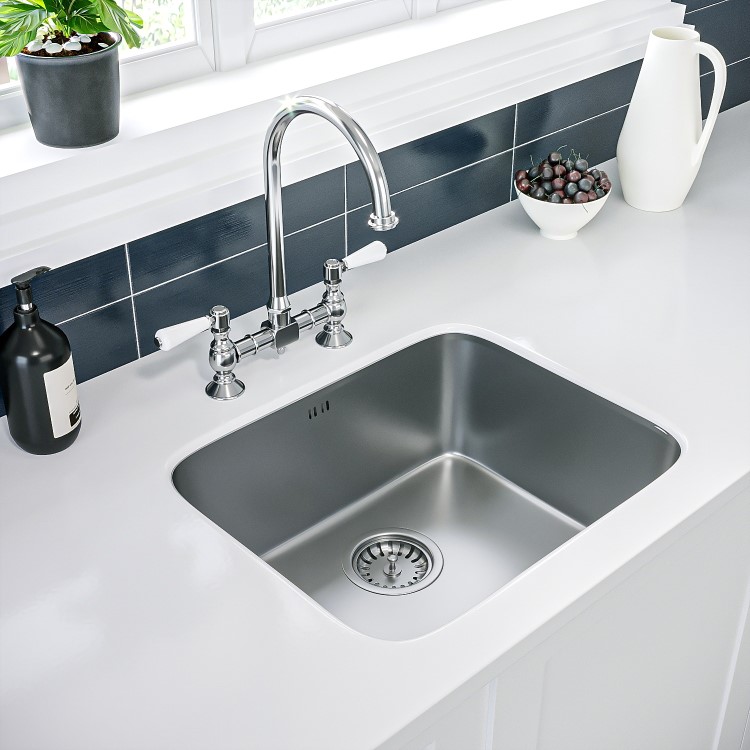 Single Bowl Undermount Chrome Stainless Steel Kitchen Sink - Enza Isabella