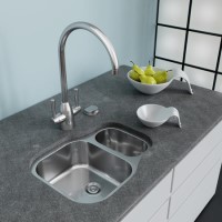 GRADE A1 - Box Opened Enza Isabella 1.5 Bowl Undermount Chrome Stainless Steel Kitchen Sink with Reversible Drainer