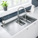 BeBa_26189 1.5 Bowl Chrome Inset Stainless Steel Kitchen Sink with Reversible Drainer - Enza Isabella
