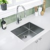 Single Bowl Undermount and Inset Chrome Stainless Steel Kitchen Sink and Glass Chopping Board - Enza Yara