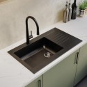 BeBa_26200 Single Bowl Inset Black Composite Kitchen Sink with Reversible Drainer - Essence Amelia