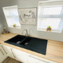 Refurbished Essence Amelia 1.5 Bowl Black Composite Kitchen Sink with Reversible Drainer