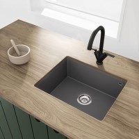 GRADE A2 - Enza Madison Single Bowl Undermount Grey Granite Composite Kitchen Sink