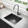 Box Opened Enza Madison Single Bowl Undermount Black Granite Composite Kitchen Sink