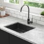 Box Opened Enza Madison Single Bowl Undermount Black Granite Composite Kitchen Sink