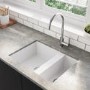 1.5 Bowl Undermount White Granite Composite Kitchen Sink Reversible - Enza Madison