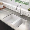 BeBa_26206B 1.5 Bowl Undermount White Granite Composite Kitchen Sink Reversible - Enza Madison