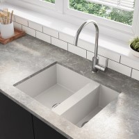 1.5 Bowl Undermount White Granite Composite Kitchen Sink Reversible - Enza Madison