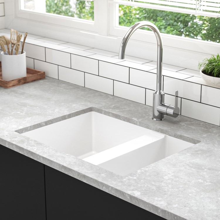Refurbished Madison Snow 1.5B Undermount Granite Composite Kitchen Sink 590 x 440